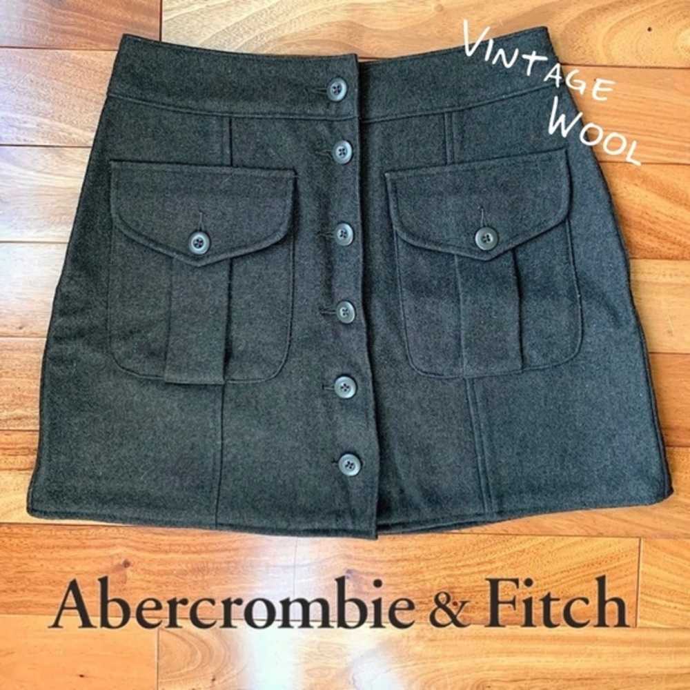 Abercrombie & Fitch Vintage Y2K Military Wool Mini Cargo Skirt